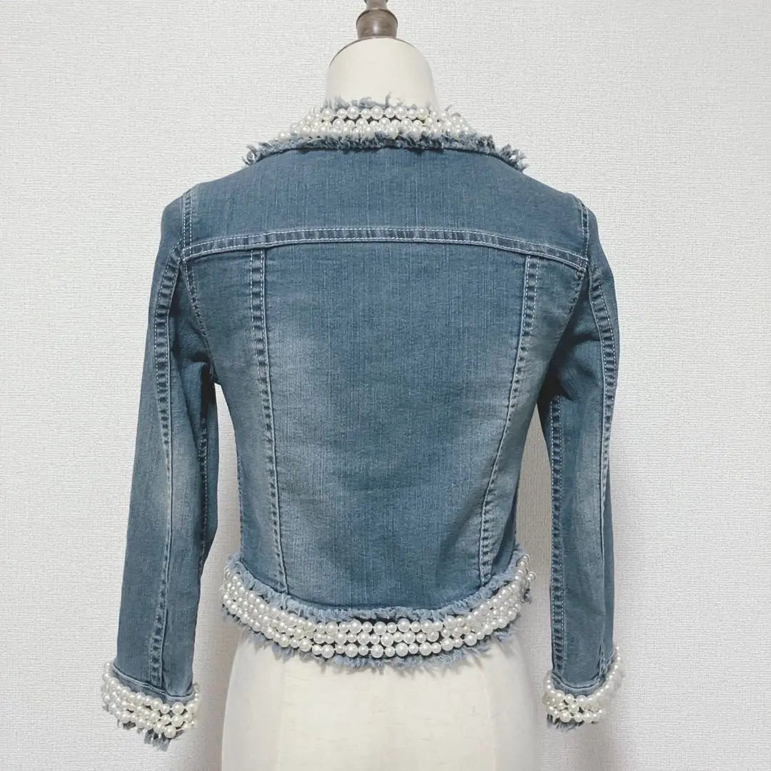 ROYAL PARTY [2] Denim Blue Ruffle Decorative Jacket, Size M, Cute