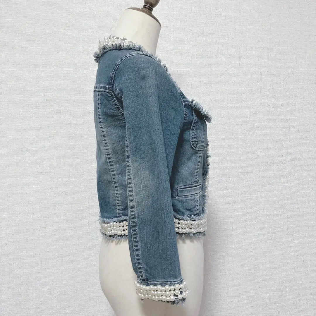 ROYAL PARTY [2] Denim Blue Ruffle Decorative Jacket, Size M, Cute