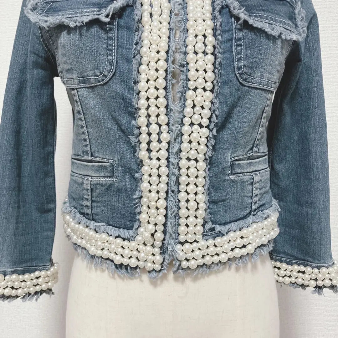 ROYAL PARTY [2] Denim Blue Ruffle Decorative Jacket, Size M, Cute