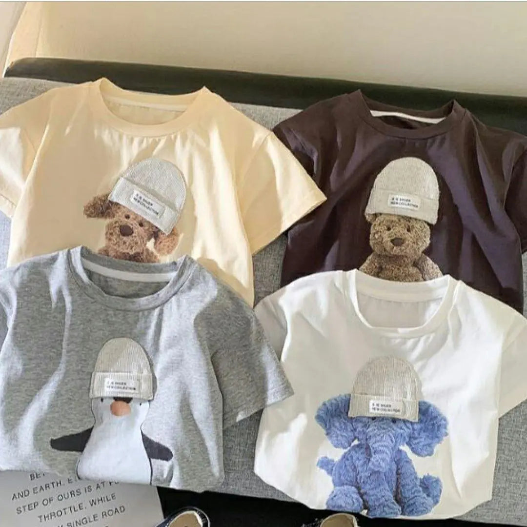 3D Knitted Hat Animal T-Shirt Cartoon T-Shirt Korea Children's Clothing Kids Clothing Cheap