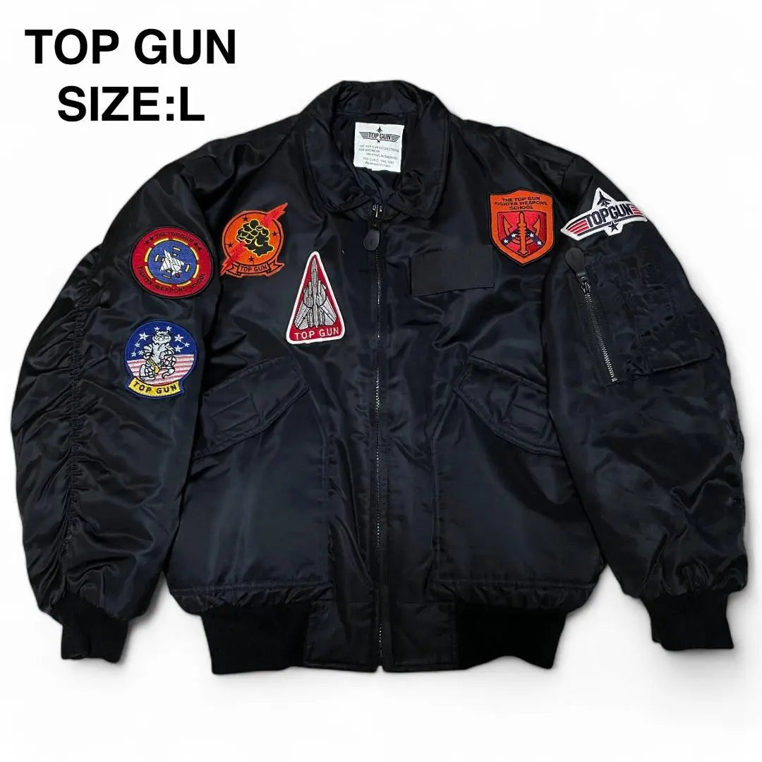 Chaqueta de vuelo Top Gun negra Chaqueta militar con parche CWU-45P