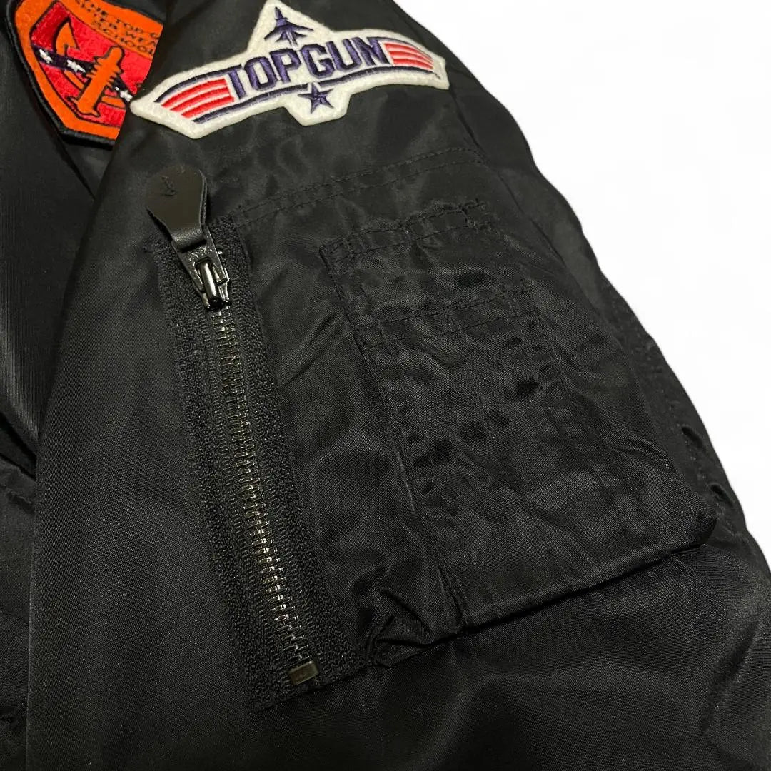 Top Gun Flight Jacket Black Black CWU-45P Patch Military Jacket