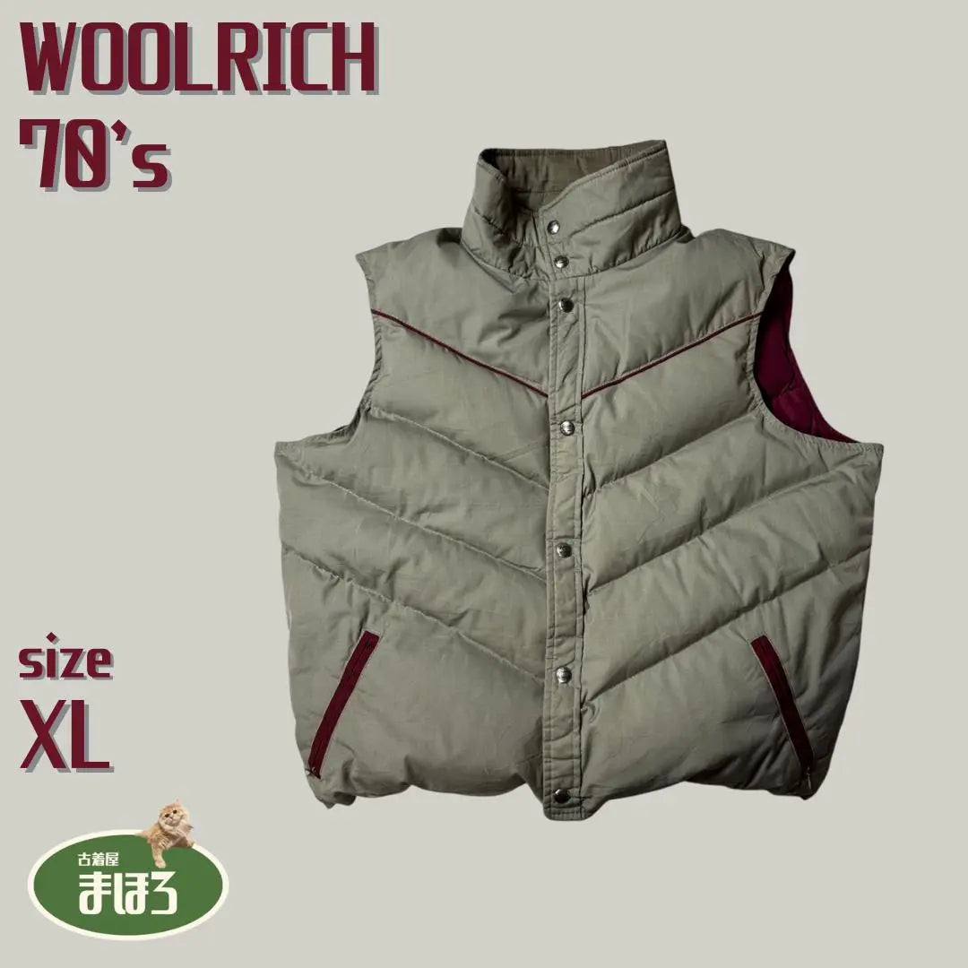 Rare 70s WOOLRICH Feather Down Vest Jacket Ray Beige