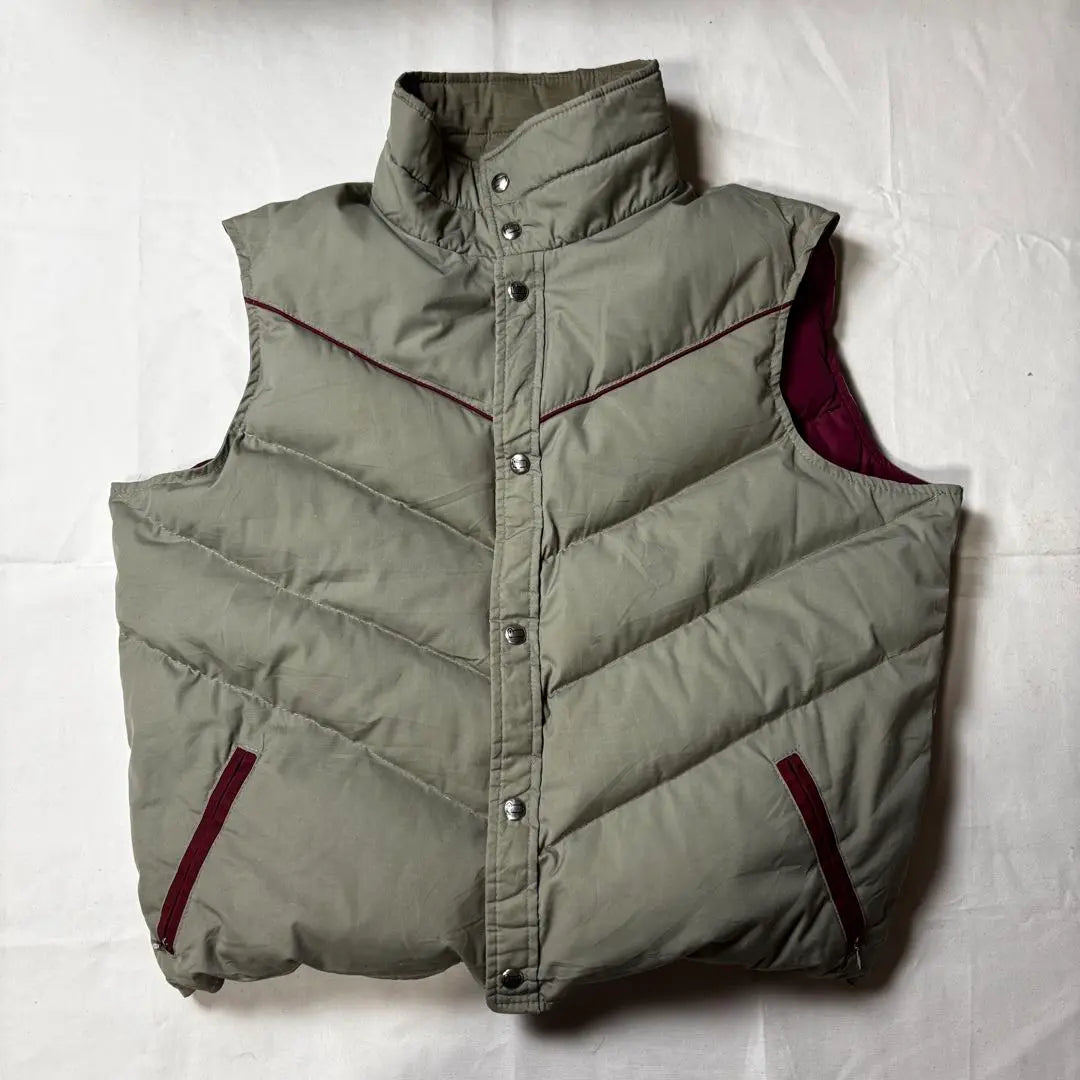 Rare 70s WOOLRICH Feather Down Vest Jacket Ray Beige