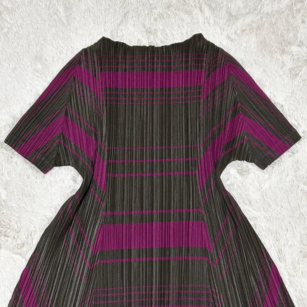 Pleats Please Issey Miyake Short sleeve All-over pattern Geometric pattern weave Dress