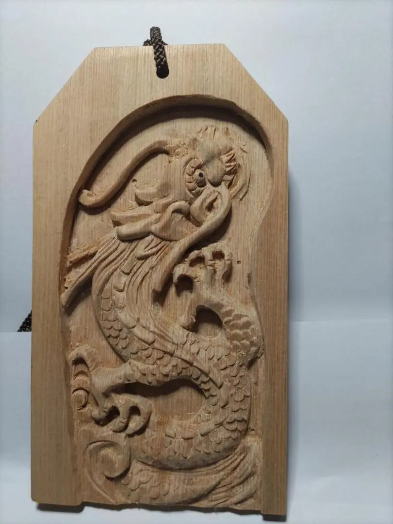 ★☆ [Rise Dragon] Wooden carving, height 18cm, floating carving, amulet, free shipping!