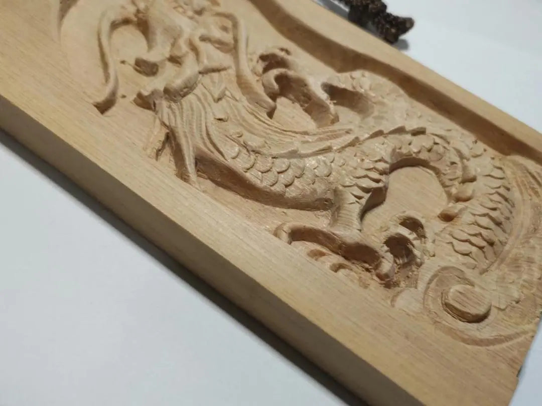 ★☆ [Rise Dragon] Wooden carving, height 18cm, floating carving, amulet, free shipping!