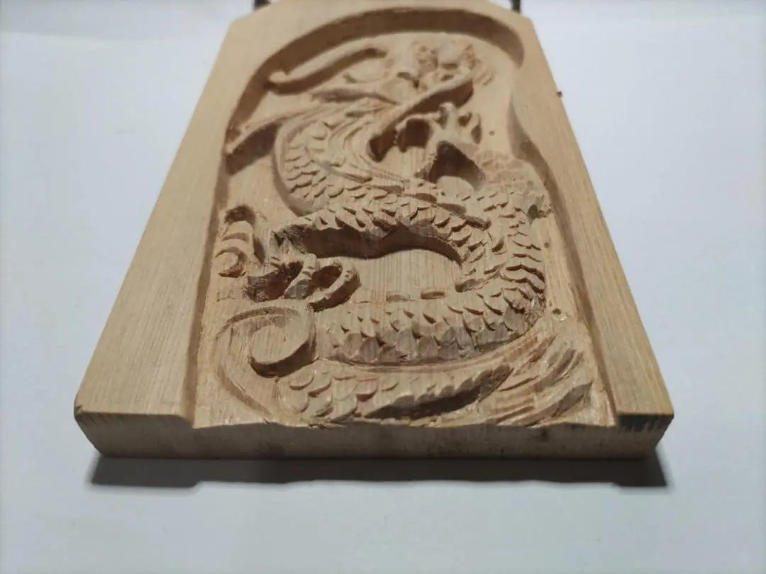 ★☆ [Rise Dragon] Wooden carving, height 18cm, floating carving, amulet, free shipping!