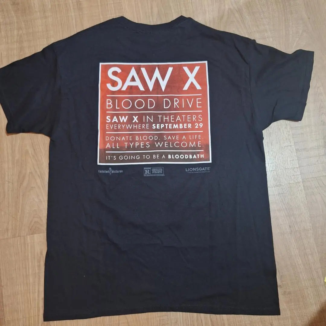 ⭕Rare SAW X Saw T-shirt L size blood donation limited horror d217