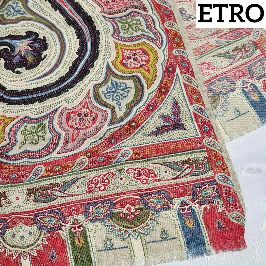 ☆ETRO☆ Stole, Paisley Pattern, Beige, Pink, Black, Blue