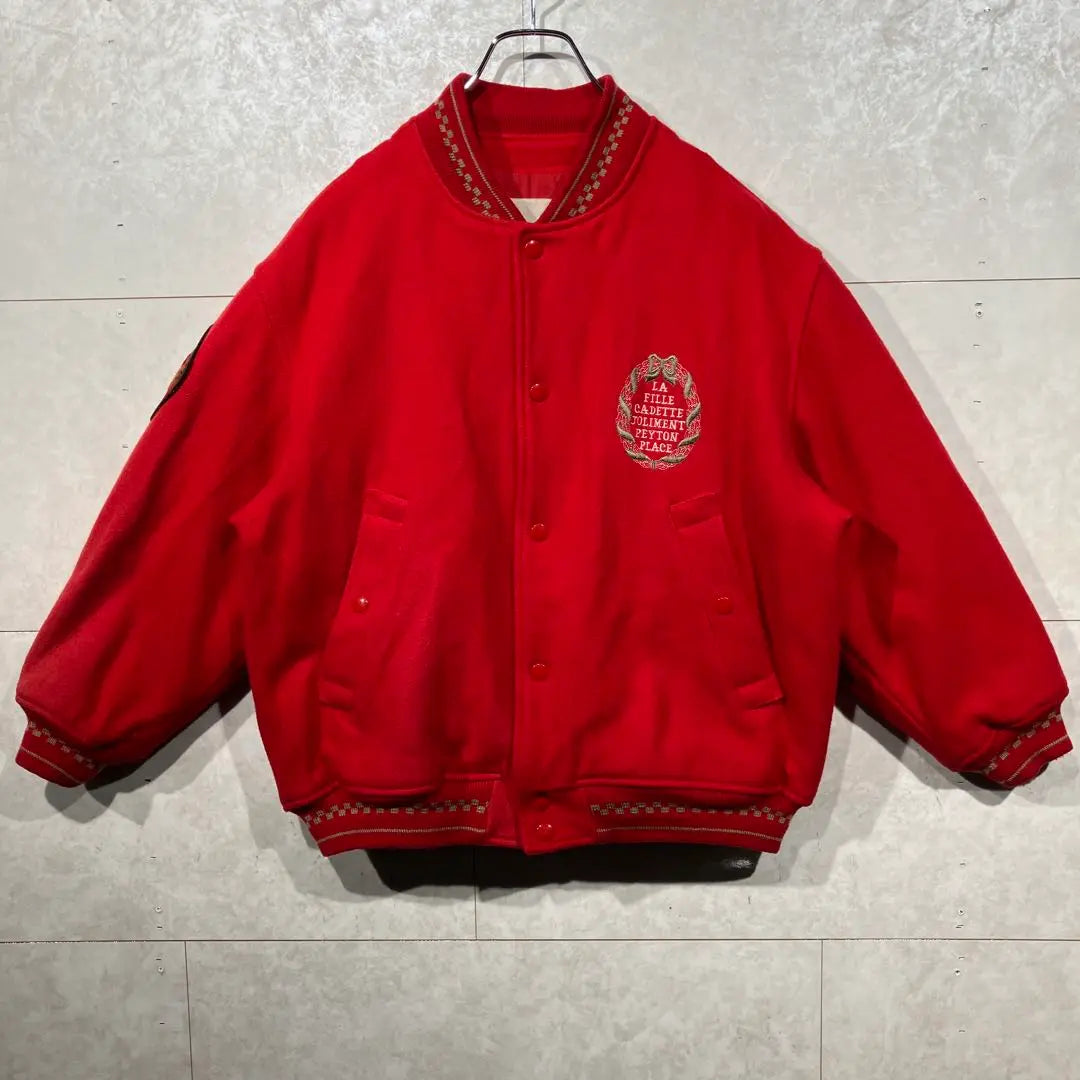 ◎ [90s] Peyton Place Red Stadium Jacket Jumper A08