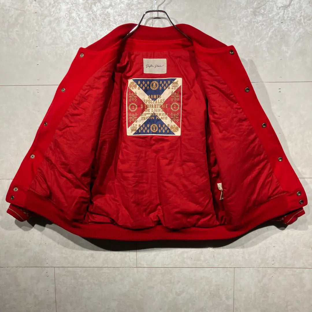 ◎ [90s] Peyton Place Red Stadium Jacket Jumper A08