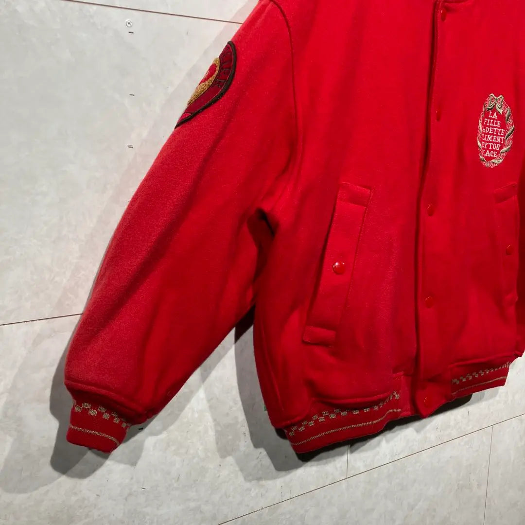 ◎ [90s] Peyton Place Red Stadium Jacket Jumper A08