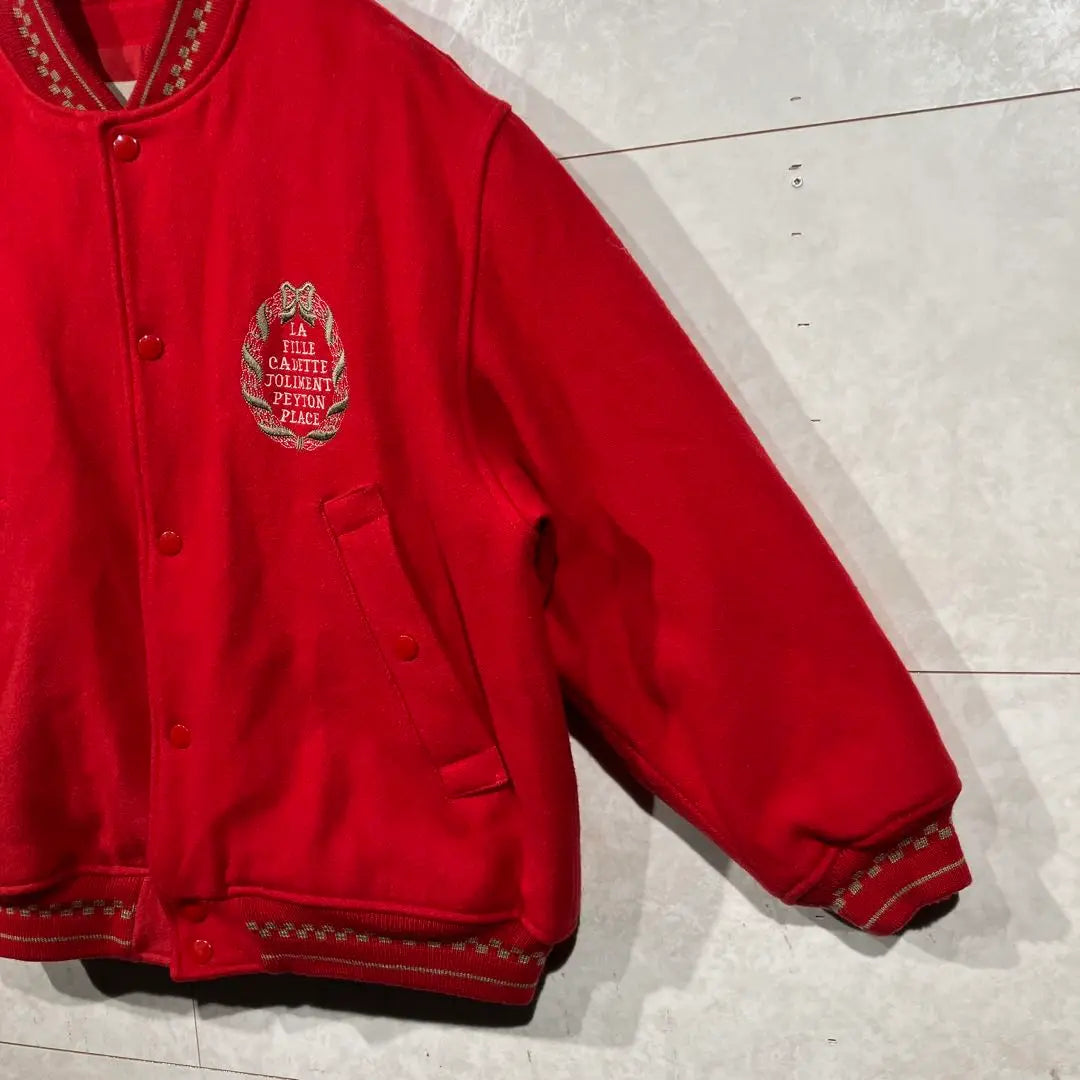 ◎ [90s] Peyton Place Red Stadium Jacket Jumper A08