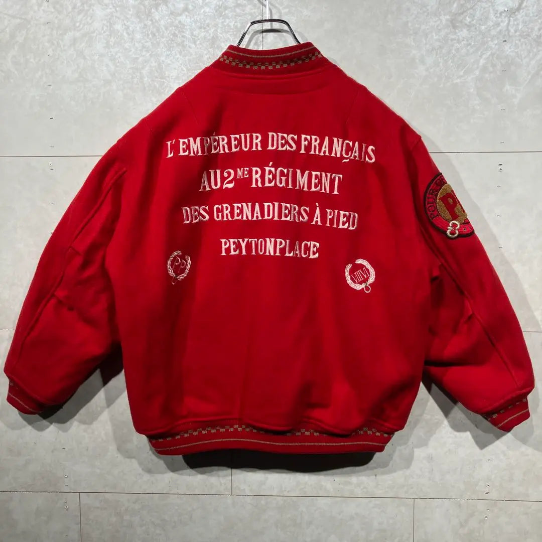 ◎ [90s] Peyton Place Red Stadium Jacket Jumper A08