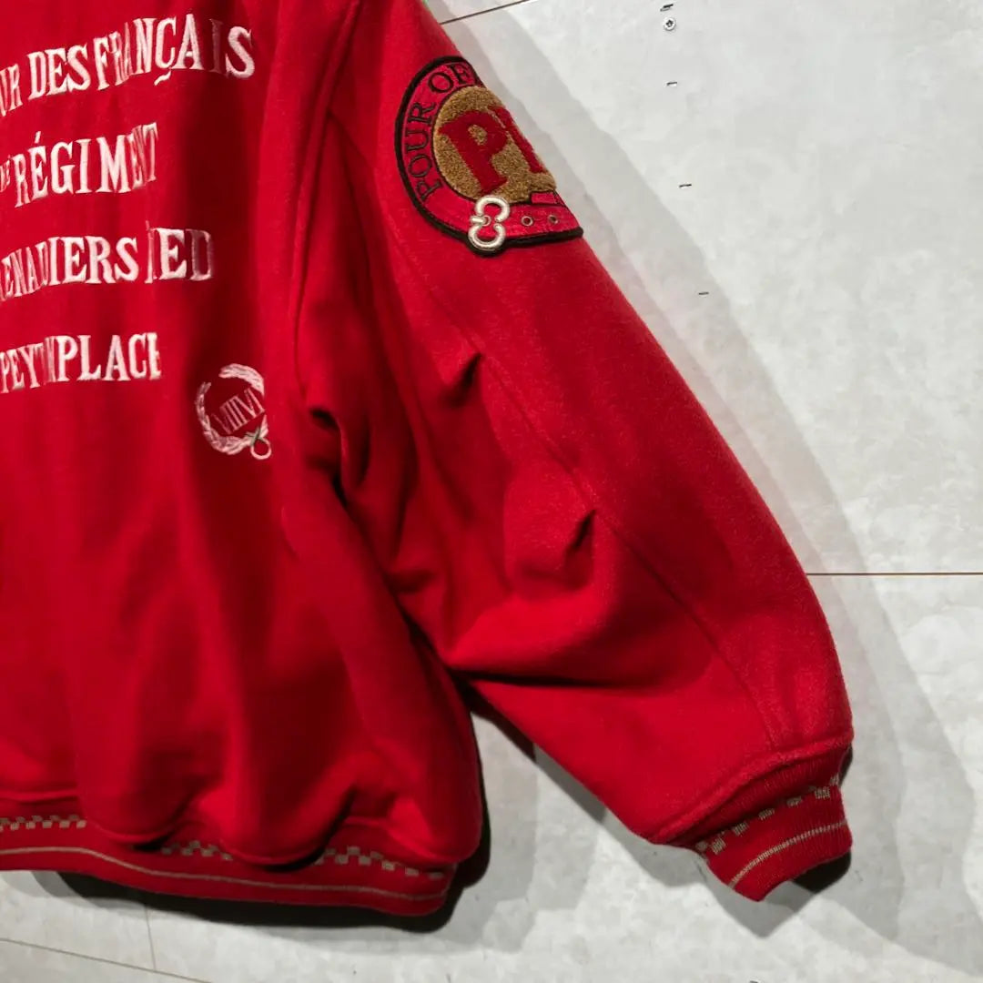 ◎ [90s] Peyton Place Red Stadium Jacket Jumper A08