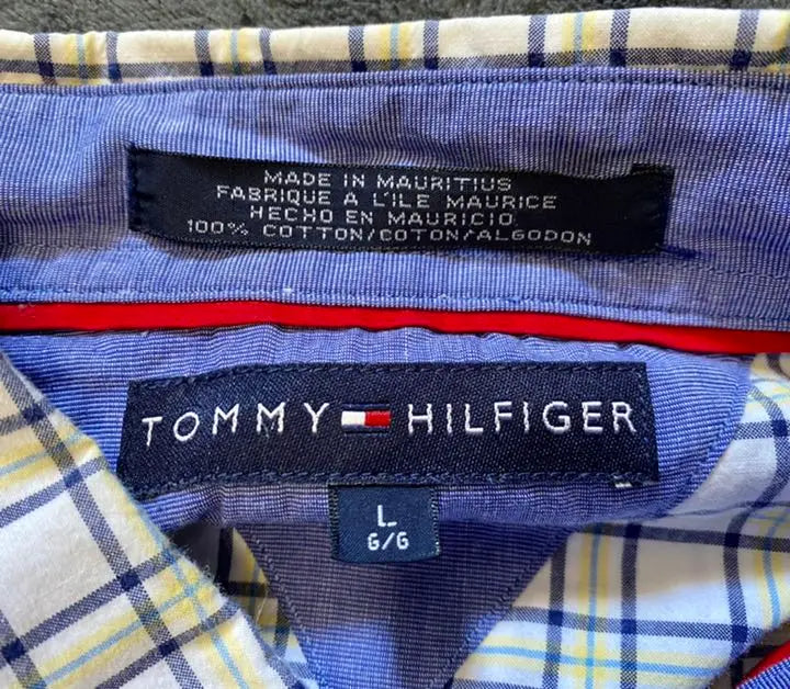 [Ropa usada] Camisa de cuadros con botones y manga corta de Tommy Hilfiger