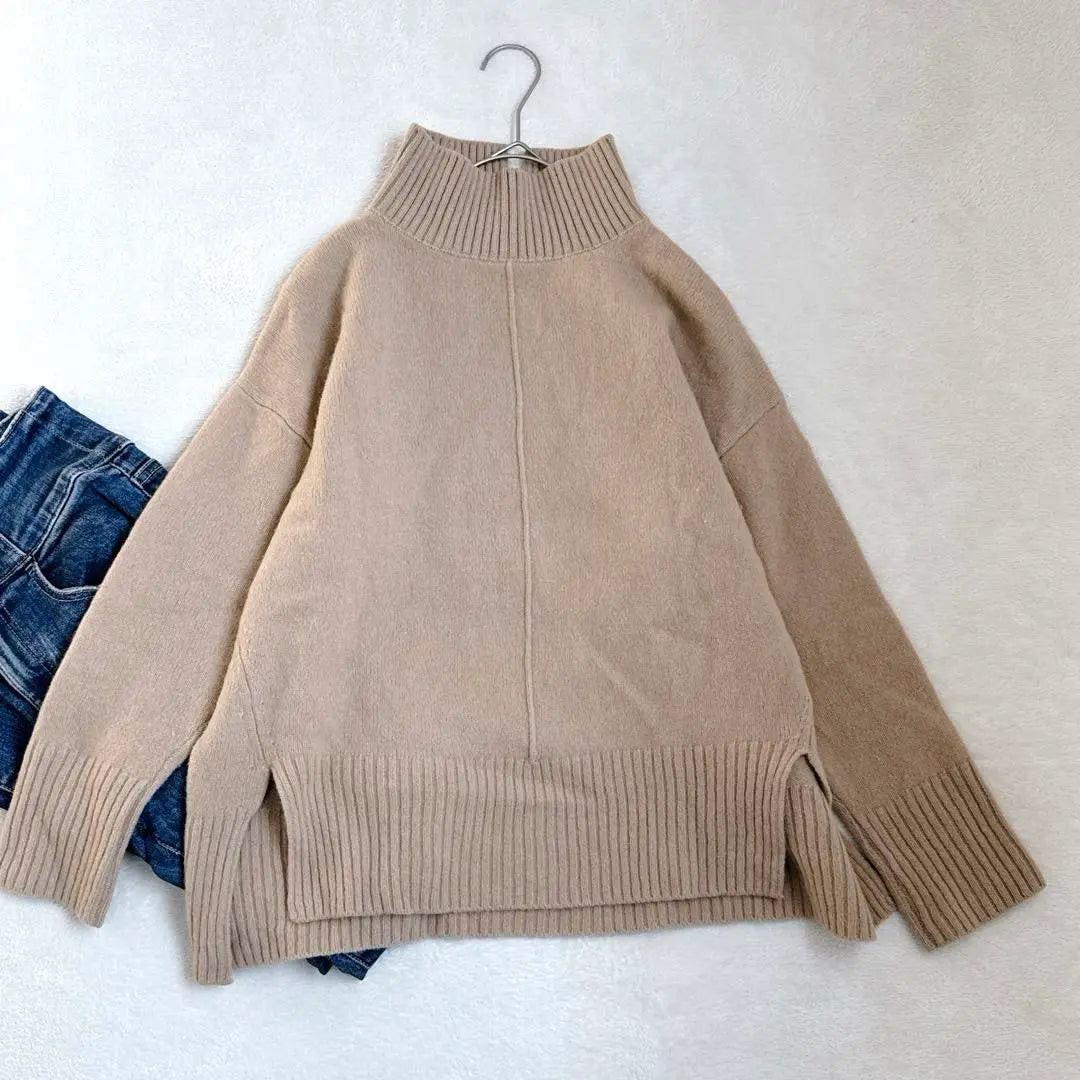 s68 [Raybeams] High neck knit, loose, beige, equivalent to M.