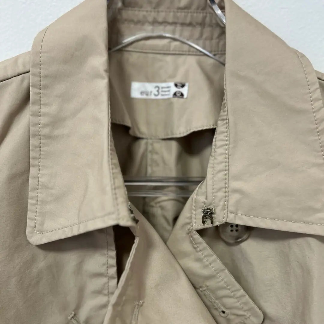 eur3 Eur Cube 15 Trench Coat with Belt Beige Short Length