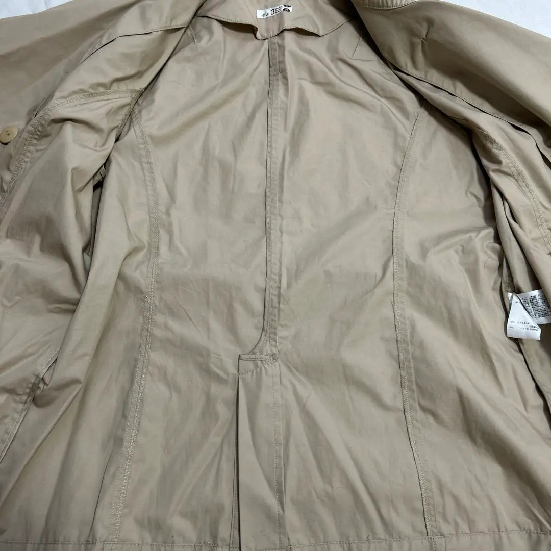 eur3 Eur Cube 15 Trench Coat with Belt Beige Short Length