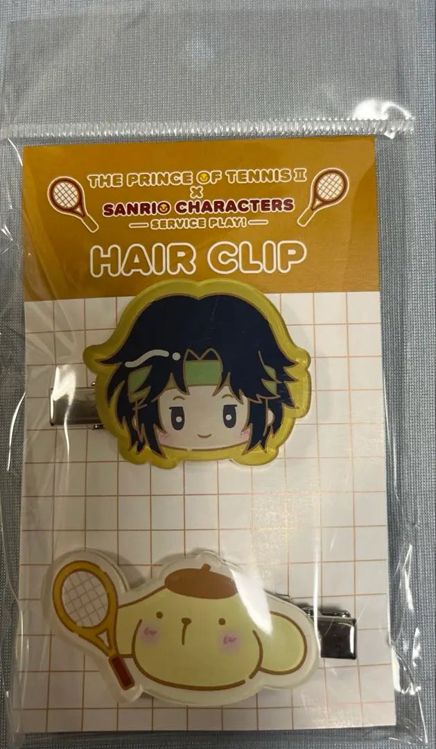 Yukimura Seiichi Pompompurin Pinza para el pelo Universidad Rikkai Nuevo Tennis Prince x Sanrio | 幸村精市 ポムポムプリン ヘアクリップ 立海大附属 新テニスの王子様×サンリオ