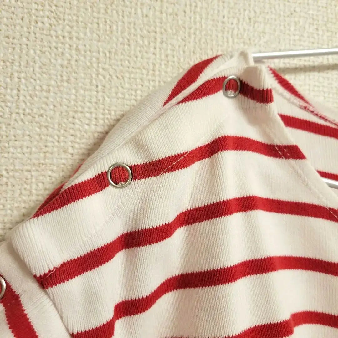 Rare off shoulder white red striped long sleeve T-shirt border Earl Jubilee