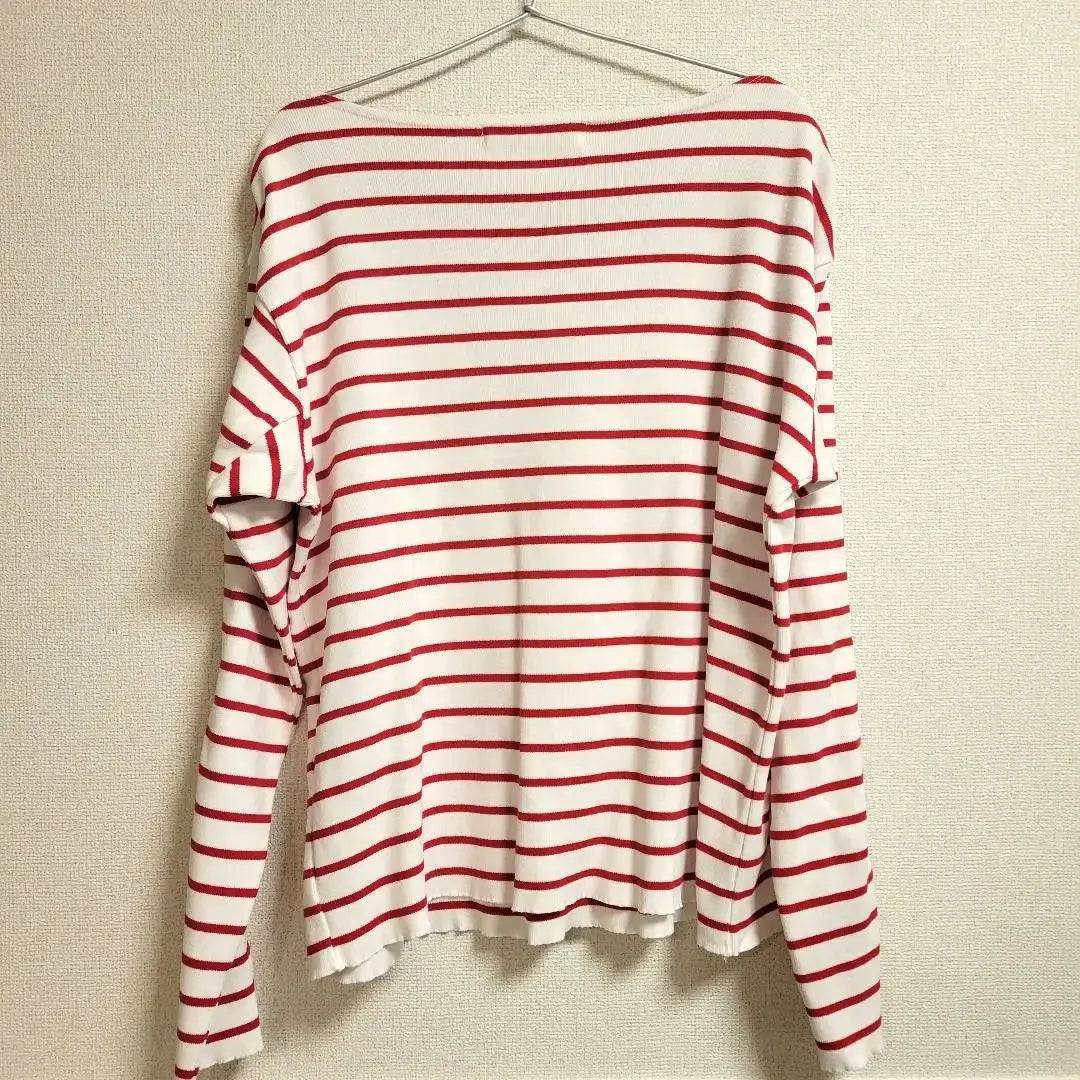 Rare off shoulder white red striped long sleeve T-shirt border Earl Jubilee