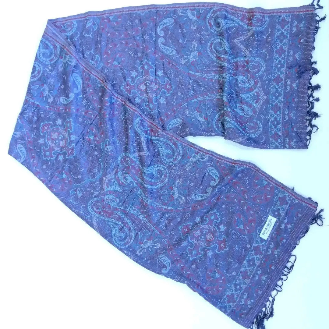 Good condition ✨Pashmina Paisley scarf Large stole High quality All-over pattern Fringe