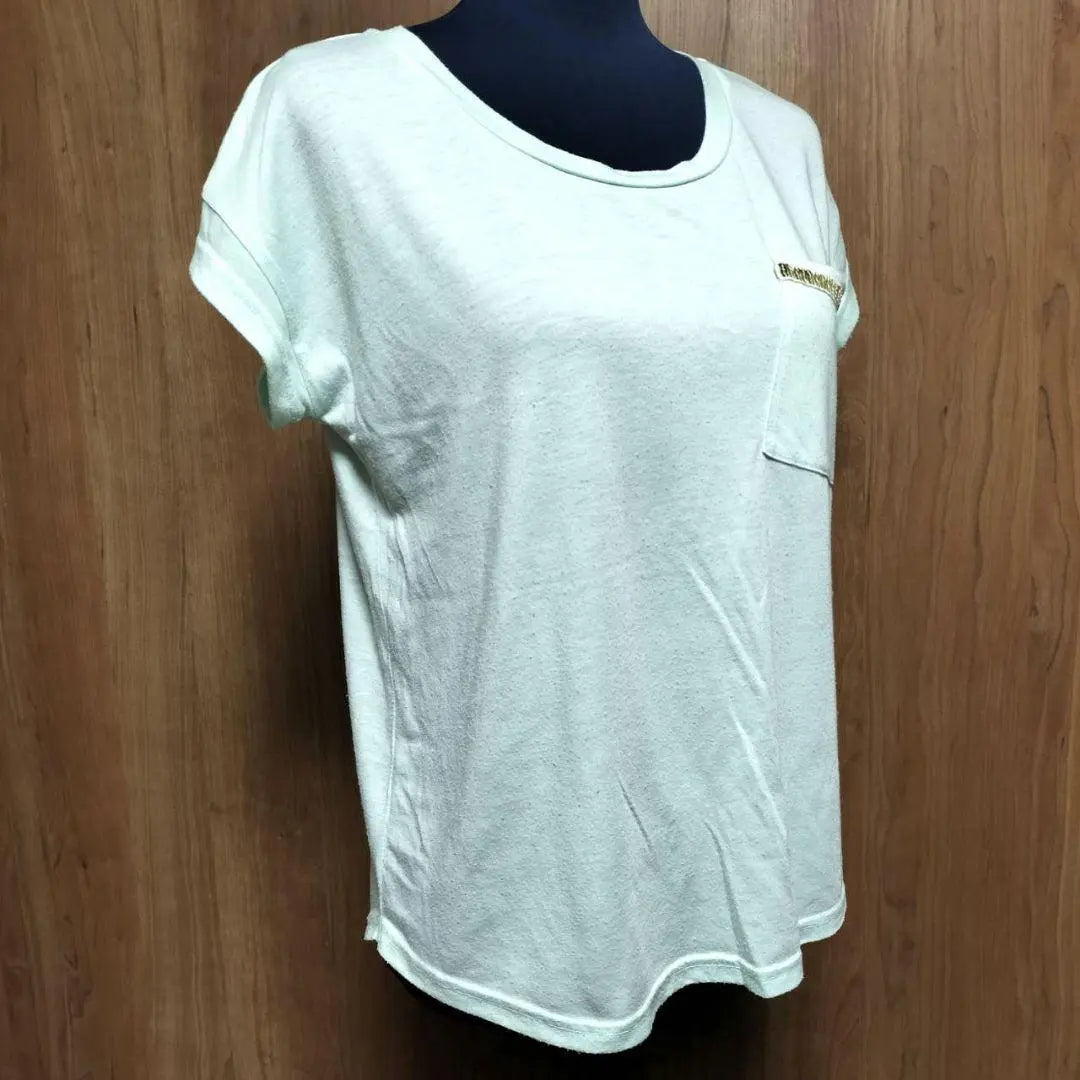 [RYU RYU] Women's T-shirt Short sleeve cut and sew S Chest pocket Green