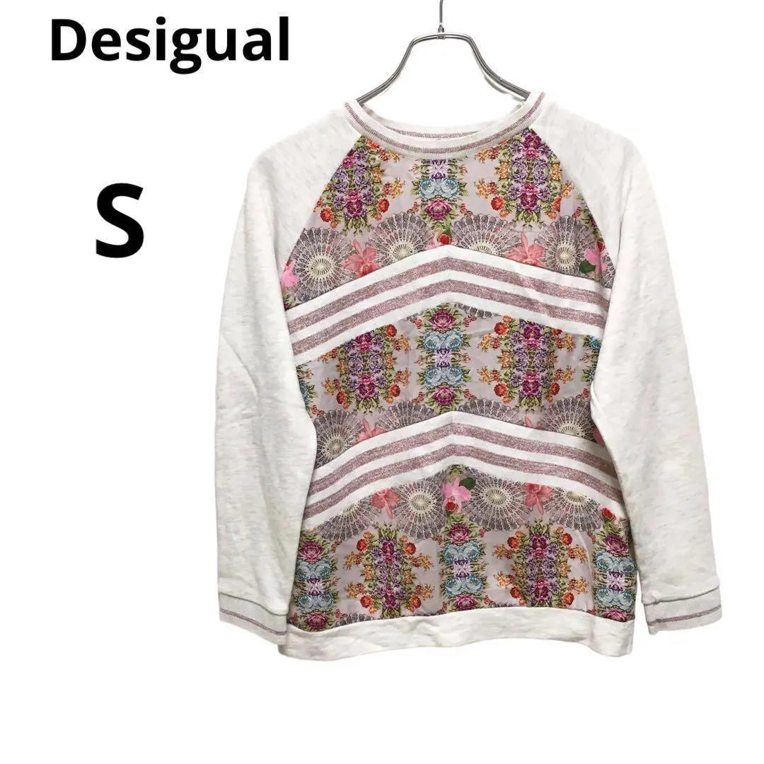 Desigual Tops Long Sleeves Flashy Pattern Glitter Floral Sweatshirts Sweatshirt