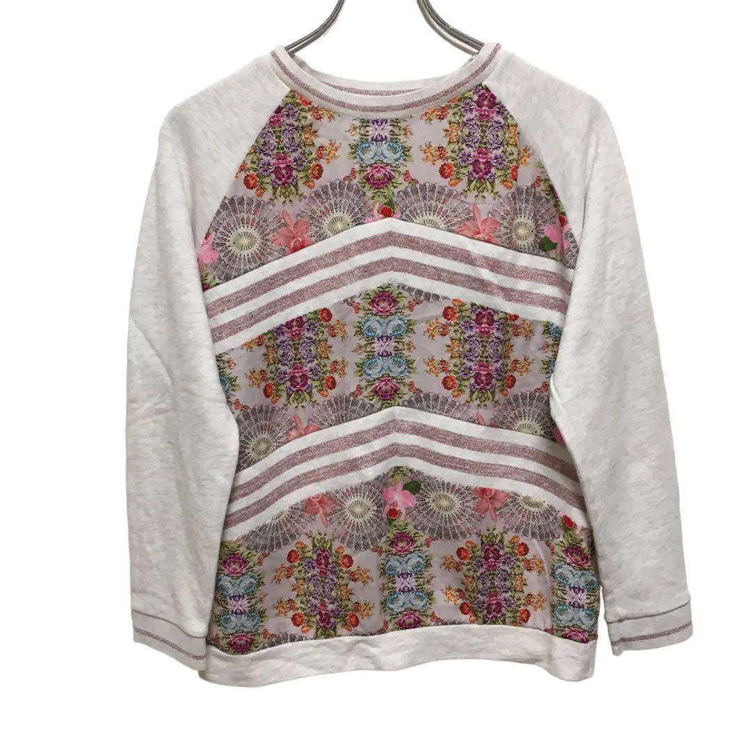 Desigual Tops Long Sleeves Flashy Pattern Glitter Floral Sweatshirts Sweatshirt