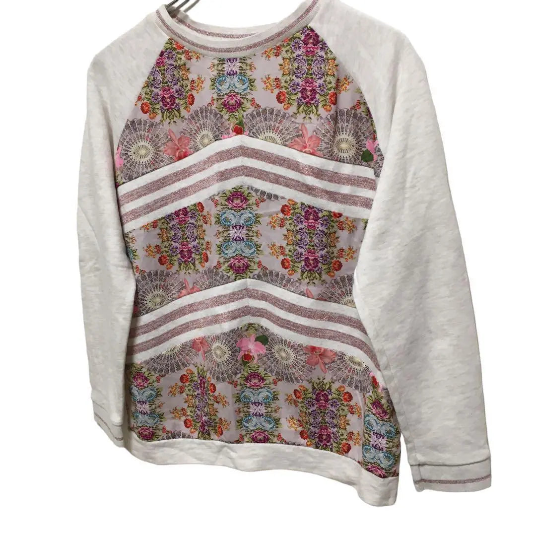 Desigual Tops Long Sleeves Flashy Pattern Glitter Floral Sweatshirts Sweatshirt