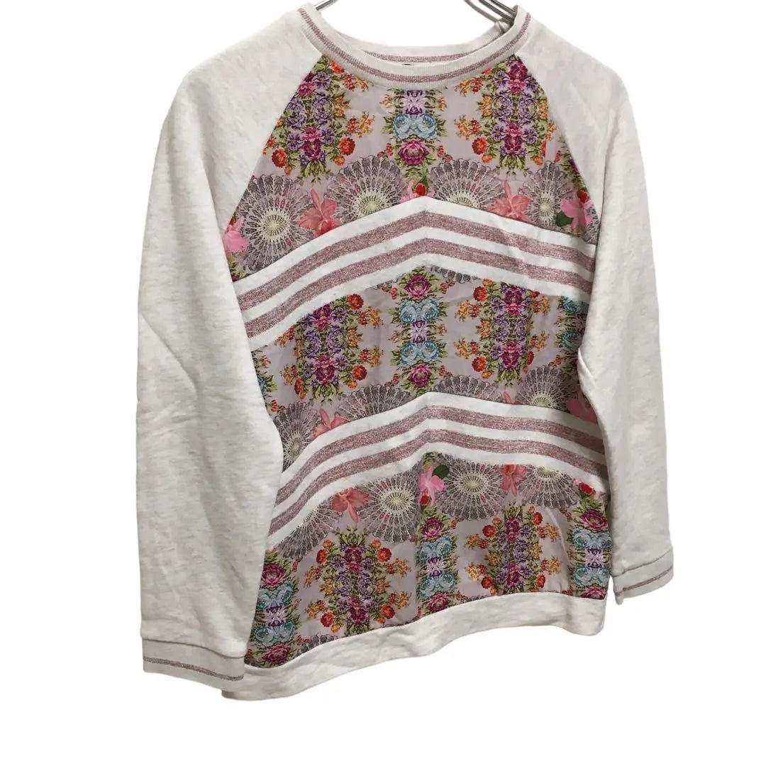 Desigual Tops Long Sleeves Flashy Pattern Glitter Floral Sweatshirts Sweatshirt