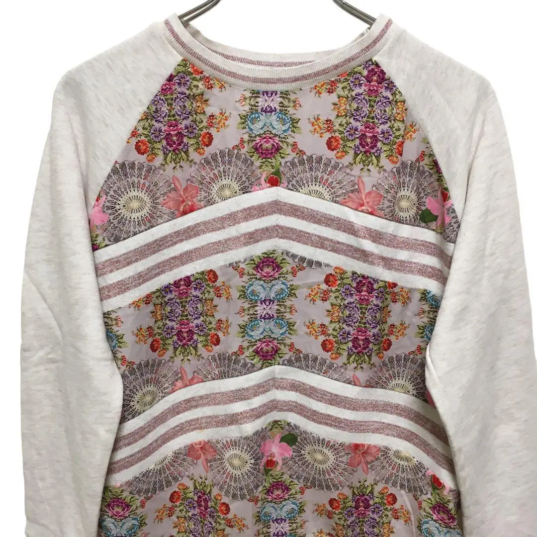 Desigual Tops Long Sleeves Flashy Pattern Glitter Floral Sweatshirts Sweatshirt