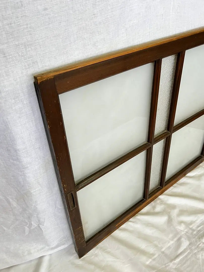 [Antiguo] Herrajes de madera, puertas correderas, ventanas, vidrio blanco lechoso, vidrio de diamante, herramientas antiguas, bricolaje | 【アンティーク】木製 建具 引き戸 窓 乳白ガラス ダイヤガラス 古道具 DIY