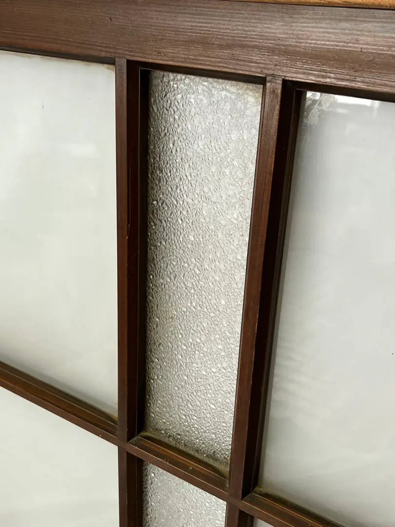 [Antiguo] Herrajes de madera, puertas correderas, ventanas, vidrio blanco lechoso, vidrio de diamante, herramientas antiguas, bricolaje | 【アンティーク】木製 建具 引き戸 窓 乳白ガラス ダイヤガラス 古道具 DIY