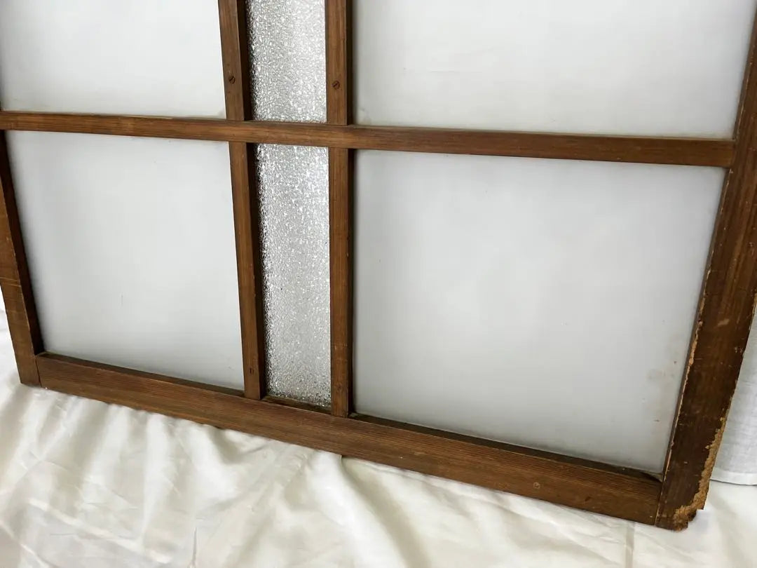 [Antiguo] Herrajes de madera, puertas correderas, ventanas, vidrio blanco lechoso, vidrio de diamante, herramientas antiguas, bricolaje | 【アンティーク】木製 建具 引き戸 窓 乳白ガラス ダイヤガラス 古道具 DIY