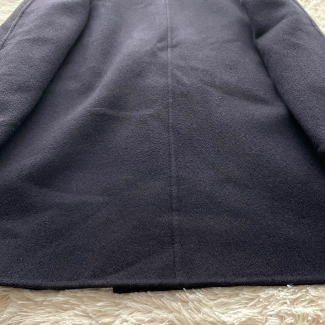 [100% pure cashmere] French coat high-quality double size 40 gold button dark navy blue