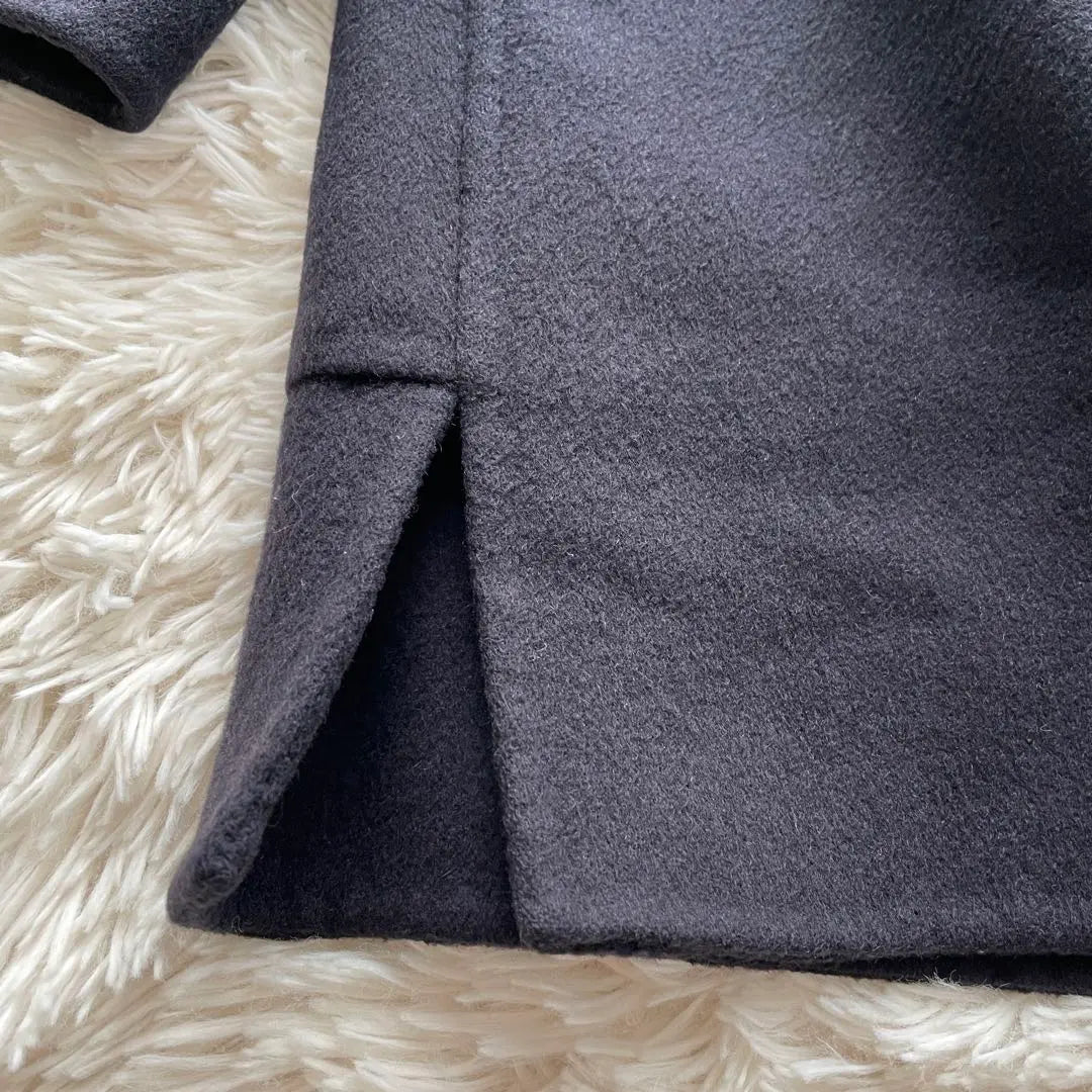 [100% pure cashmere] French coat high-quality double size 40 gold button dark navy blue