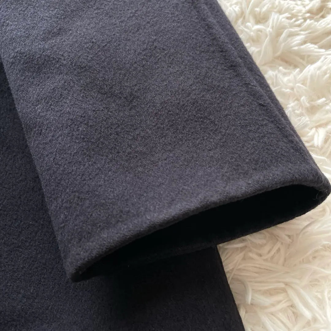 [100% pure cashmere] French coat high-quality double size 40 gold button dark navy blue