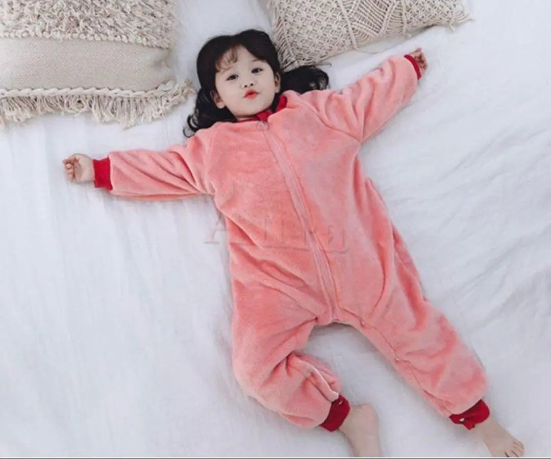 New Giminuo All-in-One Pajamas 90cm Pink Fluffy Unisex