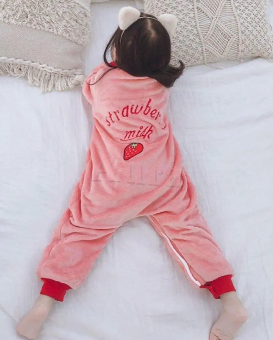 New Giminuo All-in-One Pajamas 90cm Pink Fluffy Unisex