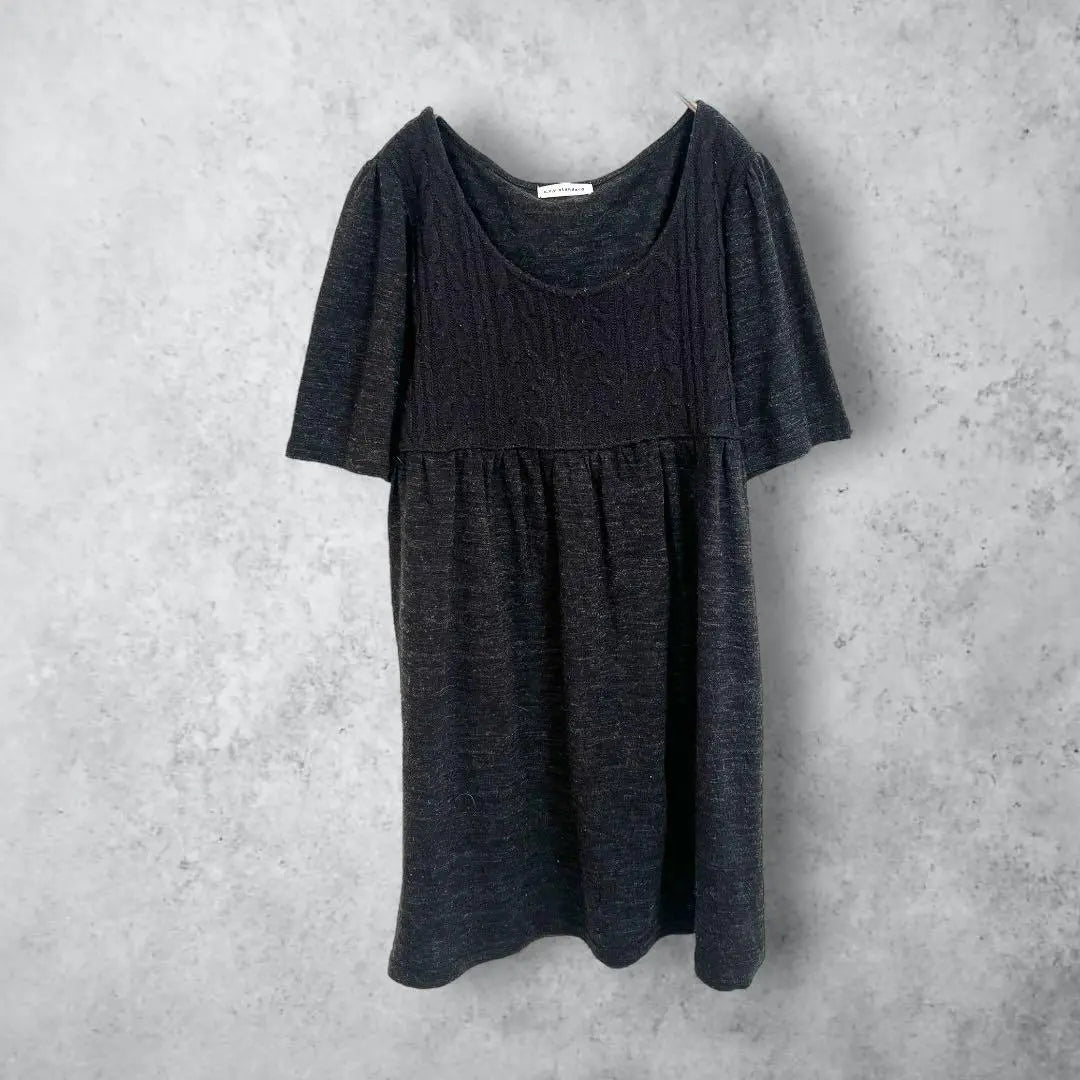 [A.V.V Aveve] Loose and short -sleeved tunic wool mixture 40 size