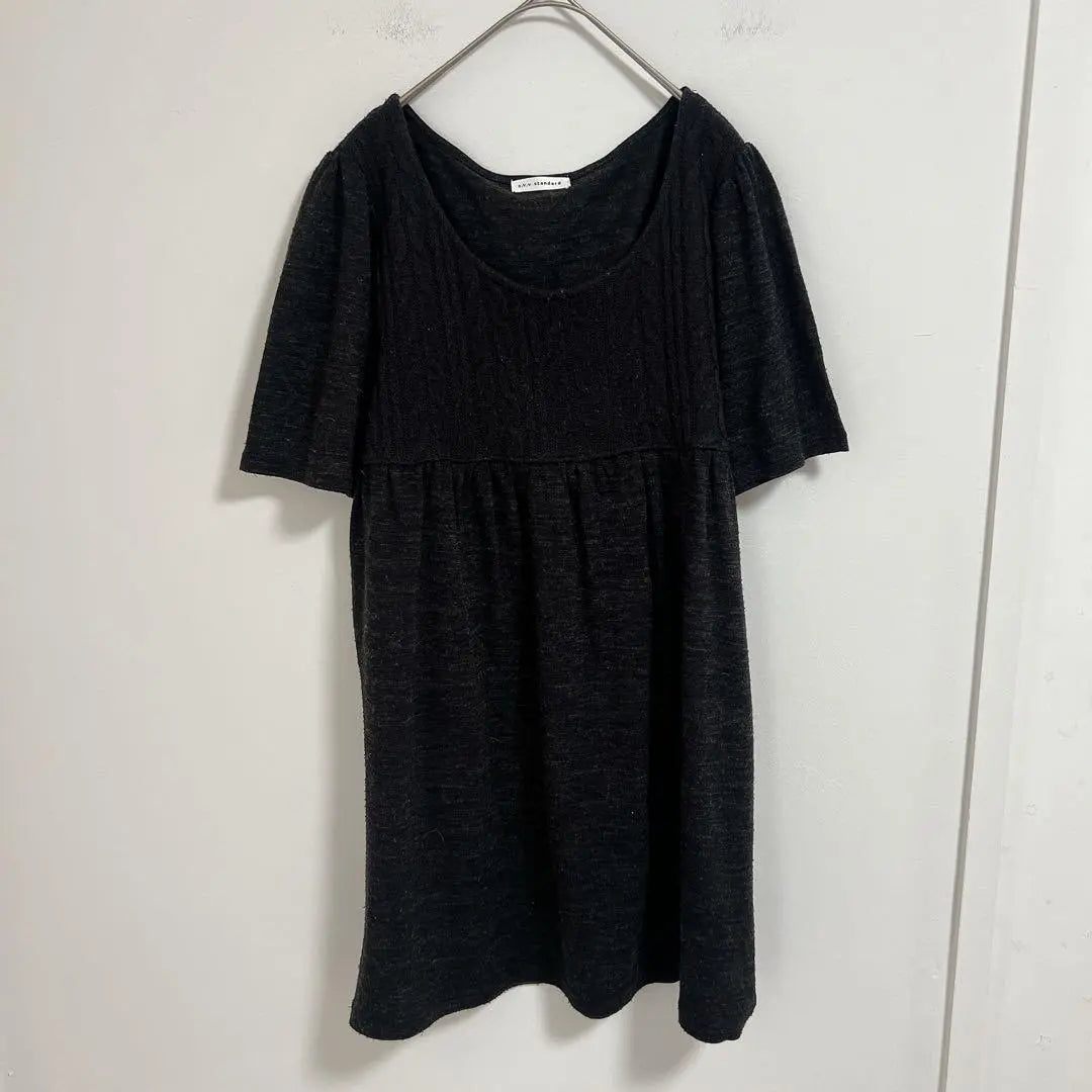 [A.V.V Aveve] Loose and short -sleeved tunic wool mixture 40 size