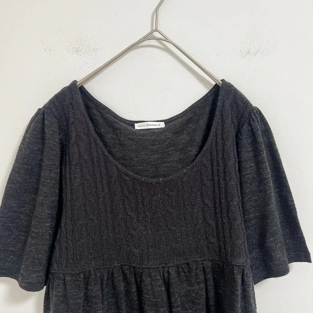 [A.V.V Aveve] Loose and short -sleeved tunic wool mixture 40 size