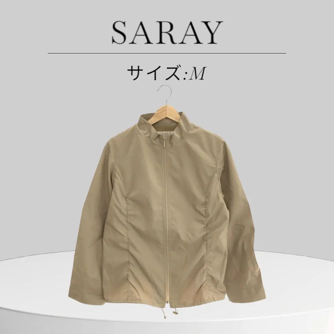 *Good condition SARAY outerwear, blouson, thin zipper, beige, M, made in Japan