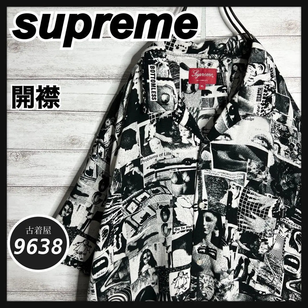 [Hard to get!!] Supreme ✈︎Open collar shirt, rayon, all-over print, short-sleeved shirt