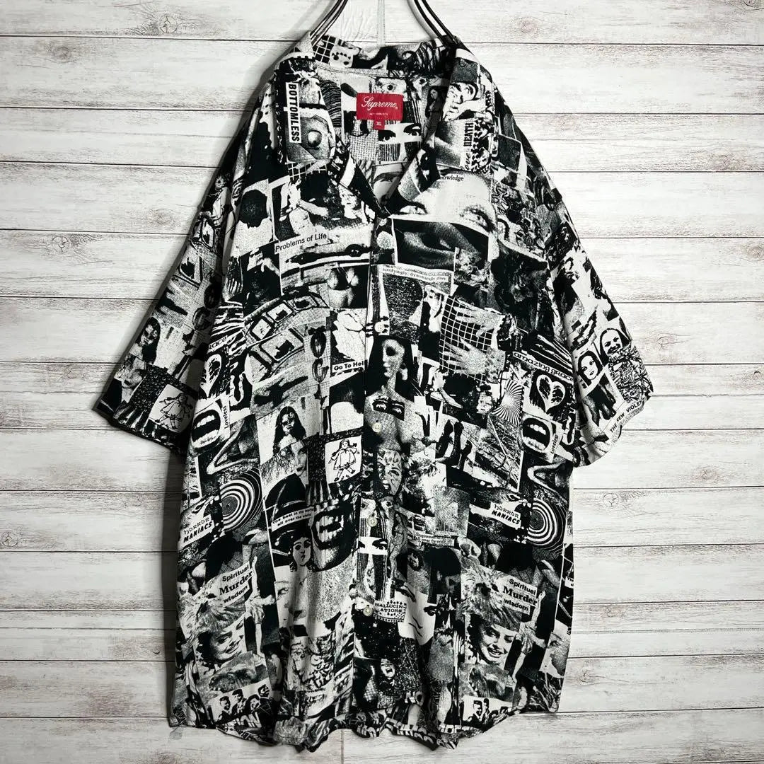 [Hard to get!!] Supreme ✈︎Open collar shirt, rayon, all-over print, short-sleeved shirt