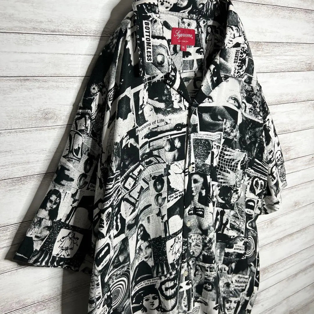 [Hard to get!!] Supreme ✈︎Open collar shirt, rayon, all-over print, short-sleeved shirt