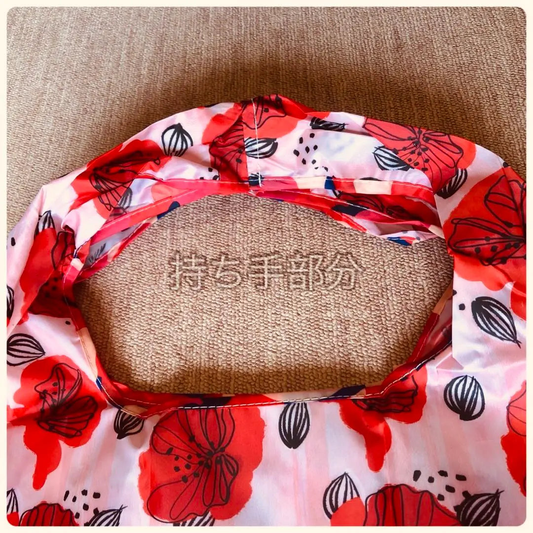 [Stylish design] Eco bag Large capacity My bag Large Hibiscus-style red flower